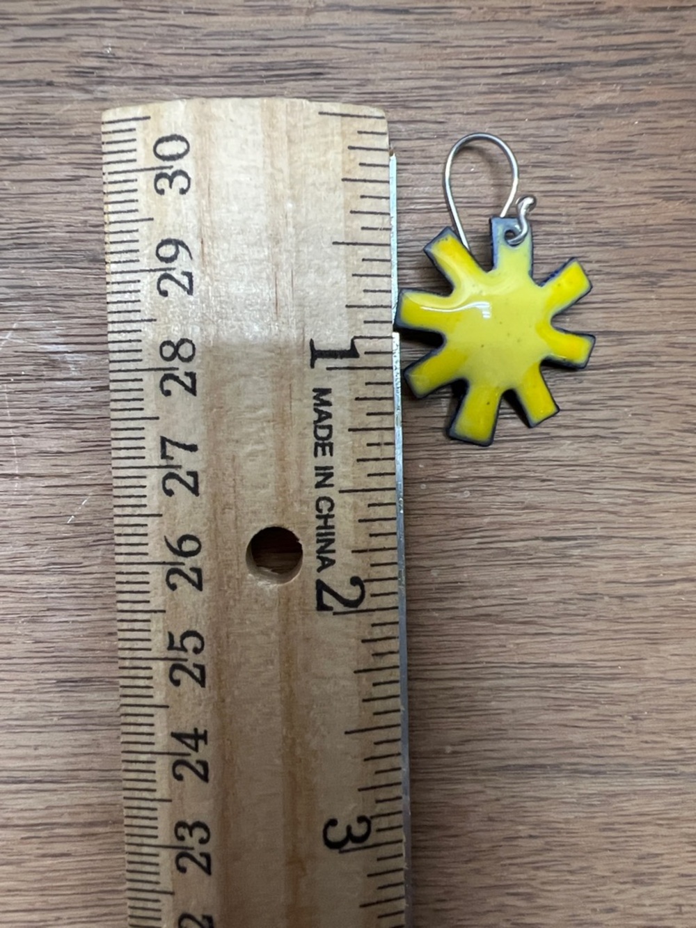 Yellow Sunburst Enamel Dangle Earrings
